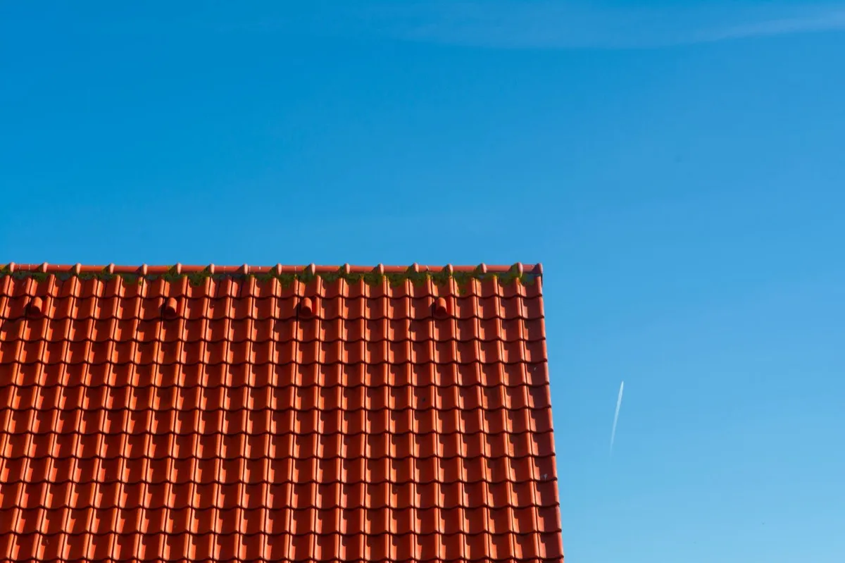 Tile roof gable in full sun, the kind of exposure that sets roof life in Vancouver, WA